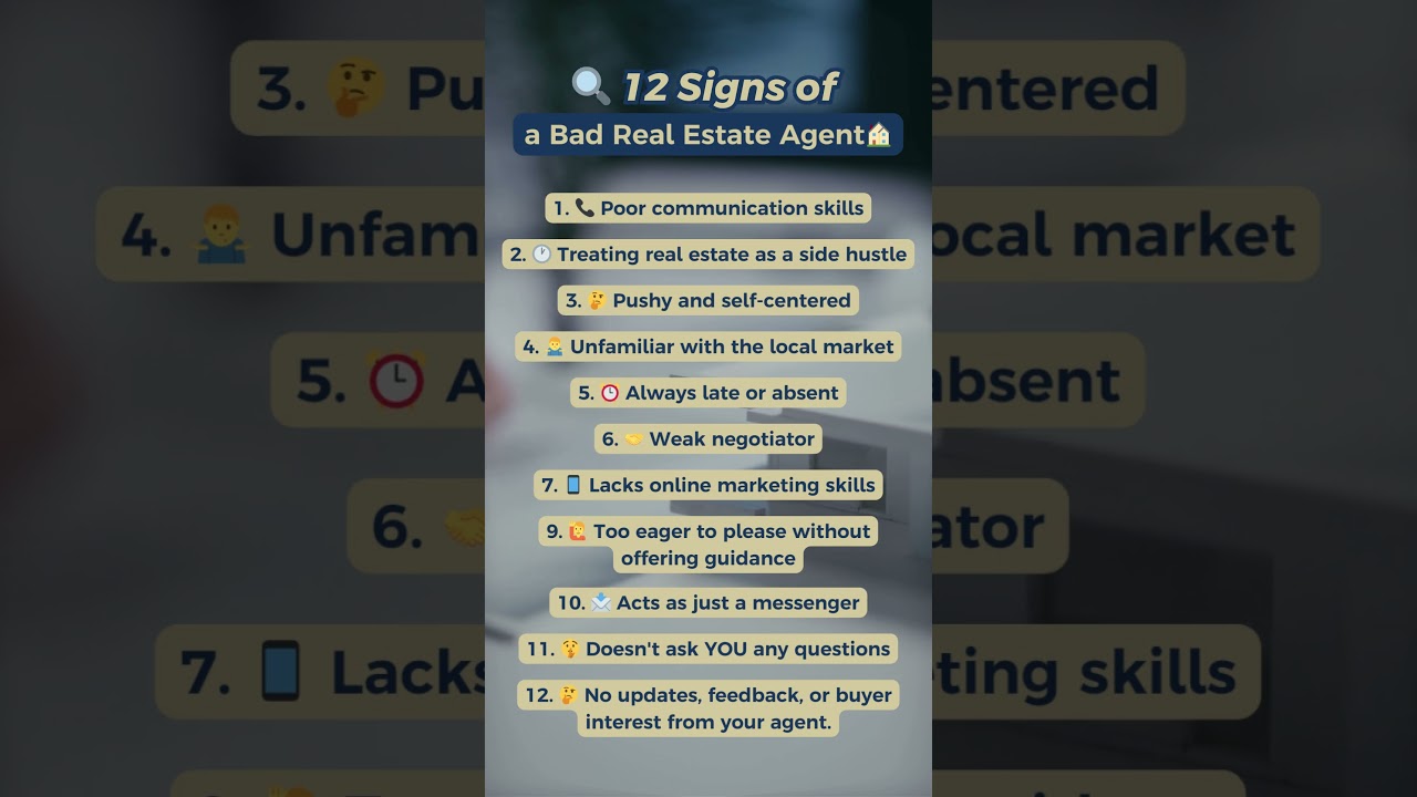 Video: 🏠12 Signs of a Bad Real Estate Agent🔍